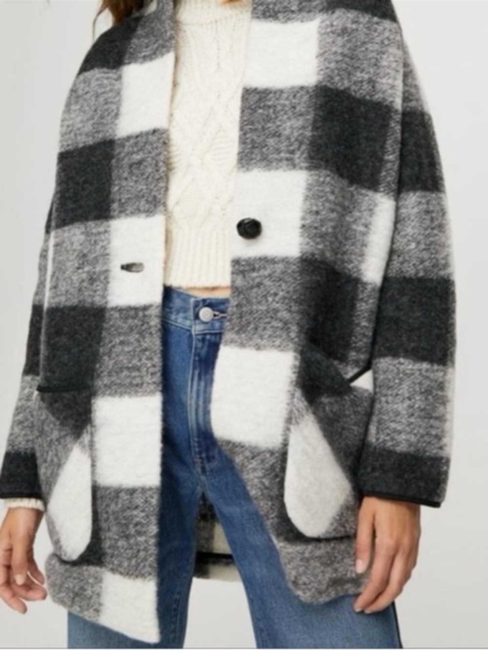 Wilfred Free Gray and White Wool Coat